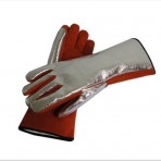 0009 Aluminum Coated Heat resistance Leather Welding Gloves Red Color