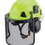 Casque de bûcheron d'extérieur avec visière en treillis métallique pour jardinier