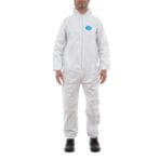 EN 14126 white disposable chemical protective coverall – against infective agents