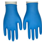 Gants jetables enduits de nitrile bleu