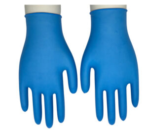 Blaue nitrilbeschichtete Einweghandschuhe