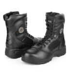 Black Leather Police Army Tactical Military Boots