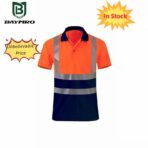 Collar Contrast Reflective Short Sleeve High Visibility Polo Shirt Safety Work