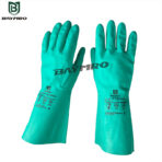 EN388 EN 374-1 AJLKPT Green Reusable Chemical Resistant Heavy Duty Nitrile Gloves