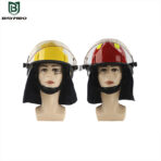 Head protection gear with flame-resistant properties tailored for firefighting
