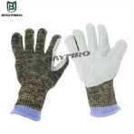 Heat-resistant and cut-resistant aramid fiber leather safety work gloves