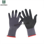 Gray nylon coated black non-slip and stain-resistant nitrile gloves