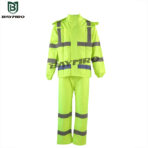 Impermeable impermeable de seguridad verde con capucha para adultos